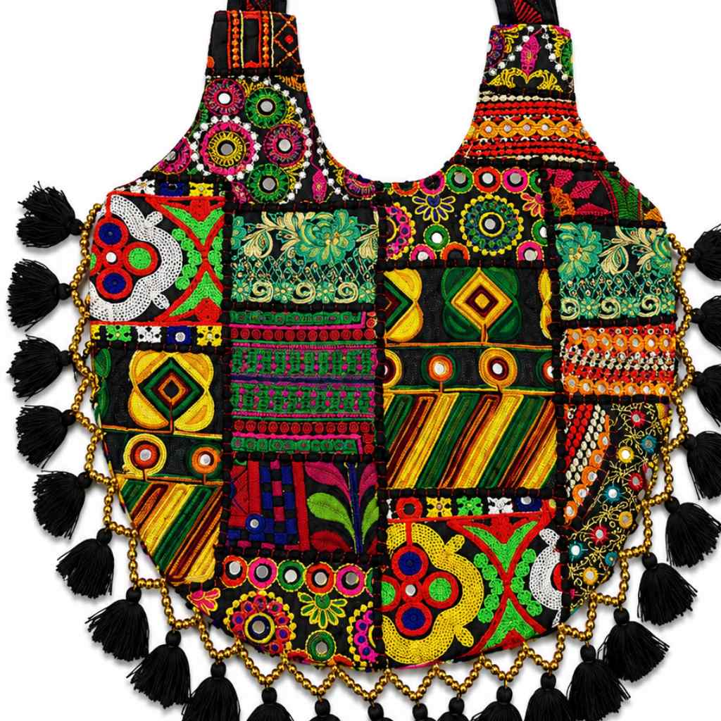 Wanderlust Tassel Embroidered  Tote Bag