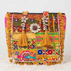 Boho Embroidered Tote Bag with Tassels
