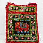 Folk Art Elephant Embroidered Sling Bag