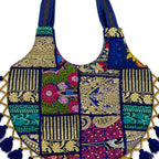 Rainbow Hues Tassel Embroidered Boho Tote Bag