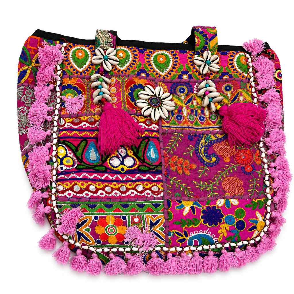 Heritage Embroidered Banjara Tote Bag with Tassels