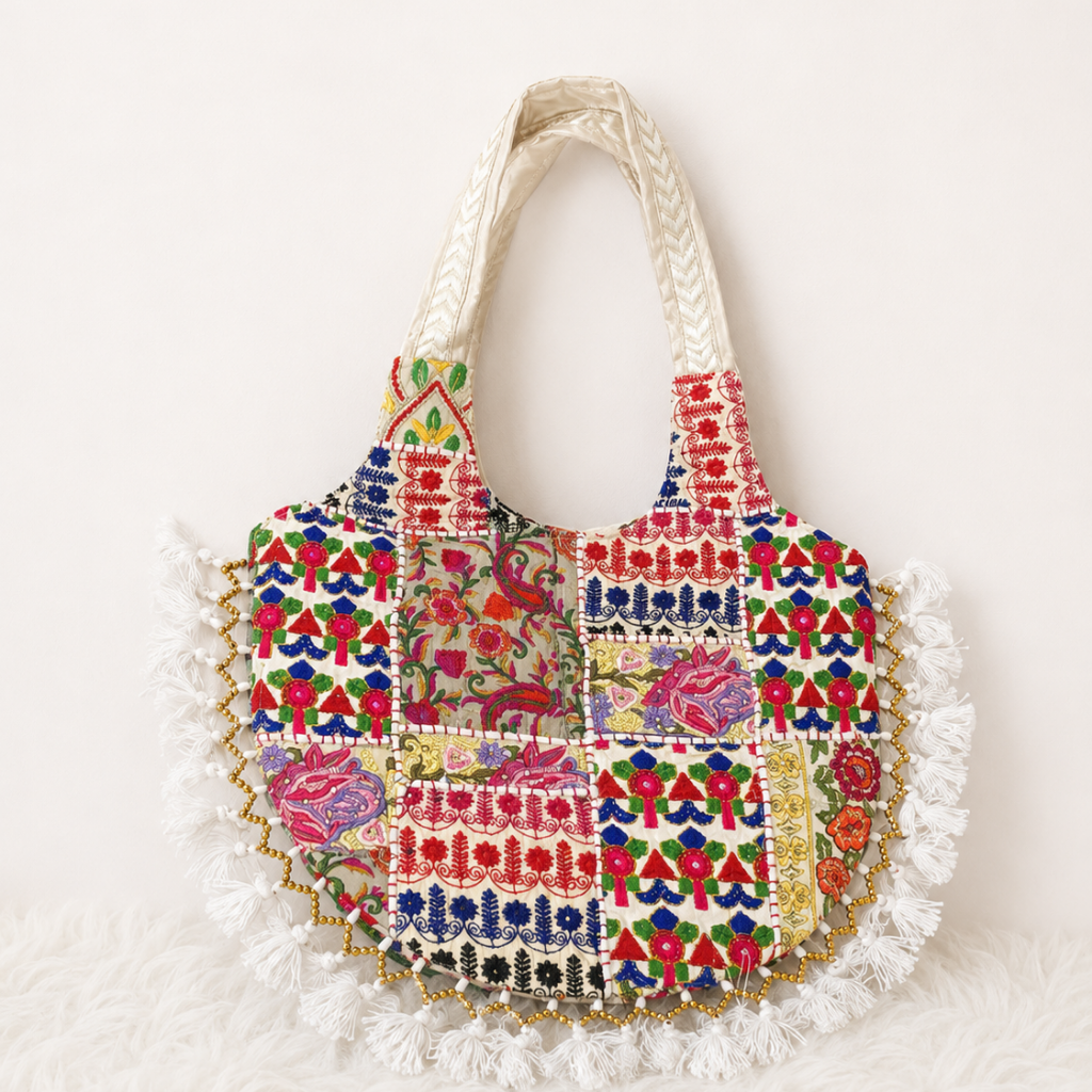Wanderlust Tassel Embroidered  Tote Bag