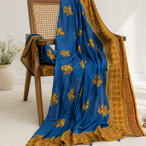 Applique Work Blue Cotton Dupatta