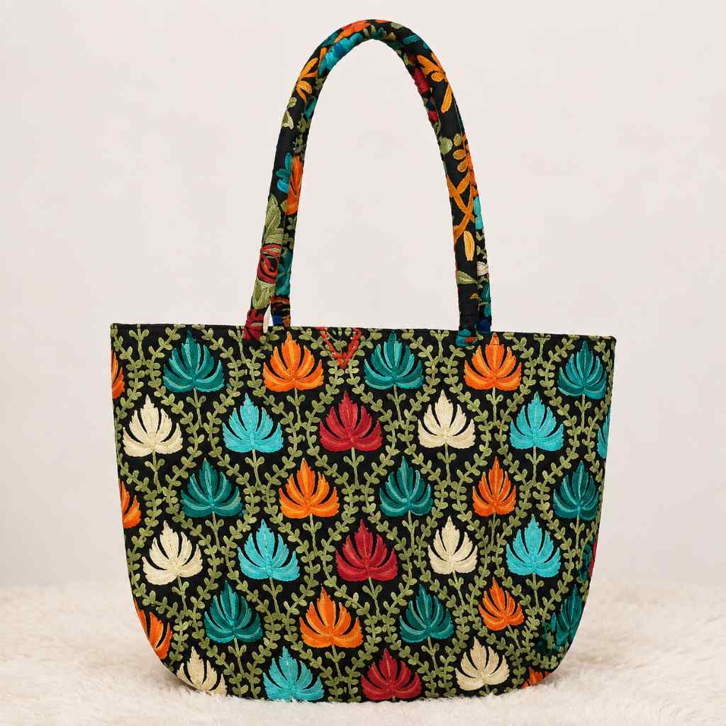 Color Story Embroidered Boho Tote Bag for Women