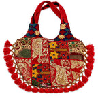 Rainbow Hues Tassel Embroidered Boho Tote Bag