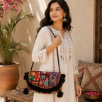Boho Embroidered Sling Purse for Women