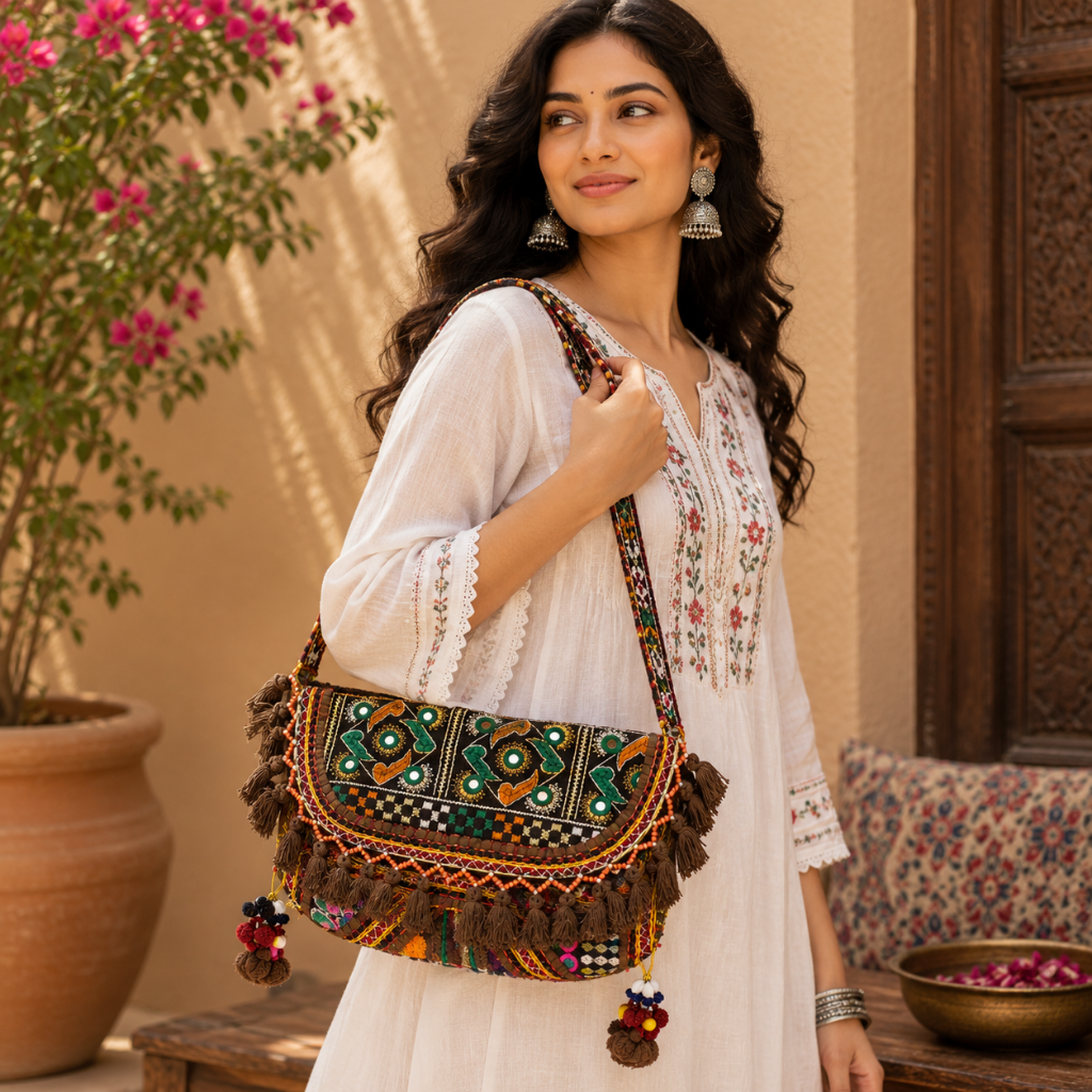 Nomad Banjara Embroidered Sling Purse