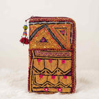 Golden Aura Zari Embroidered Purse for Women