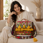 Embroidered Fringe Banjara Laptop Bag for Women