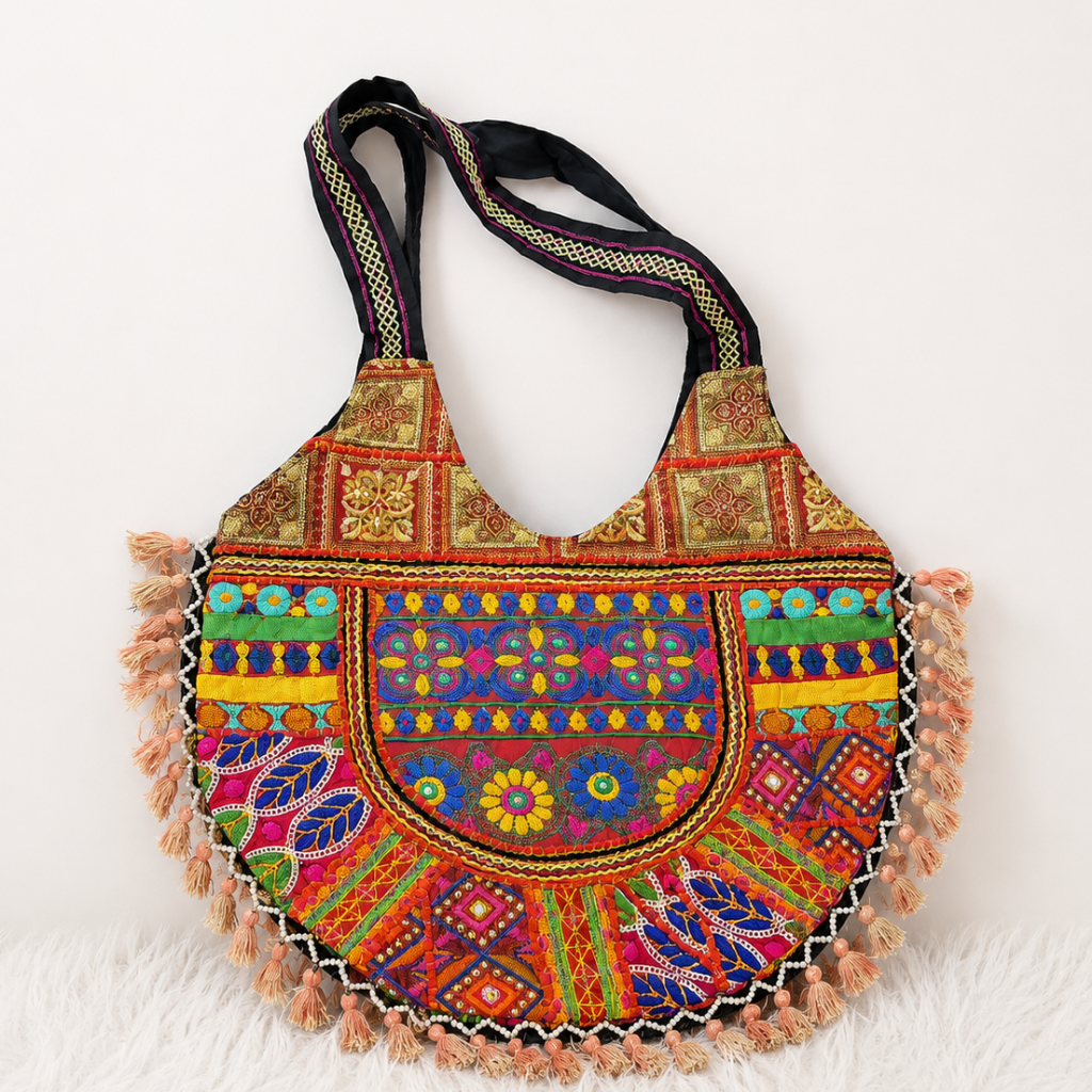 Wanderlust Tassel Embroidered  Tote Bag
