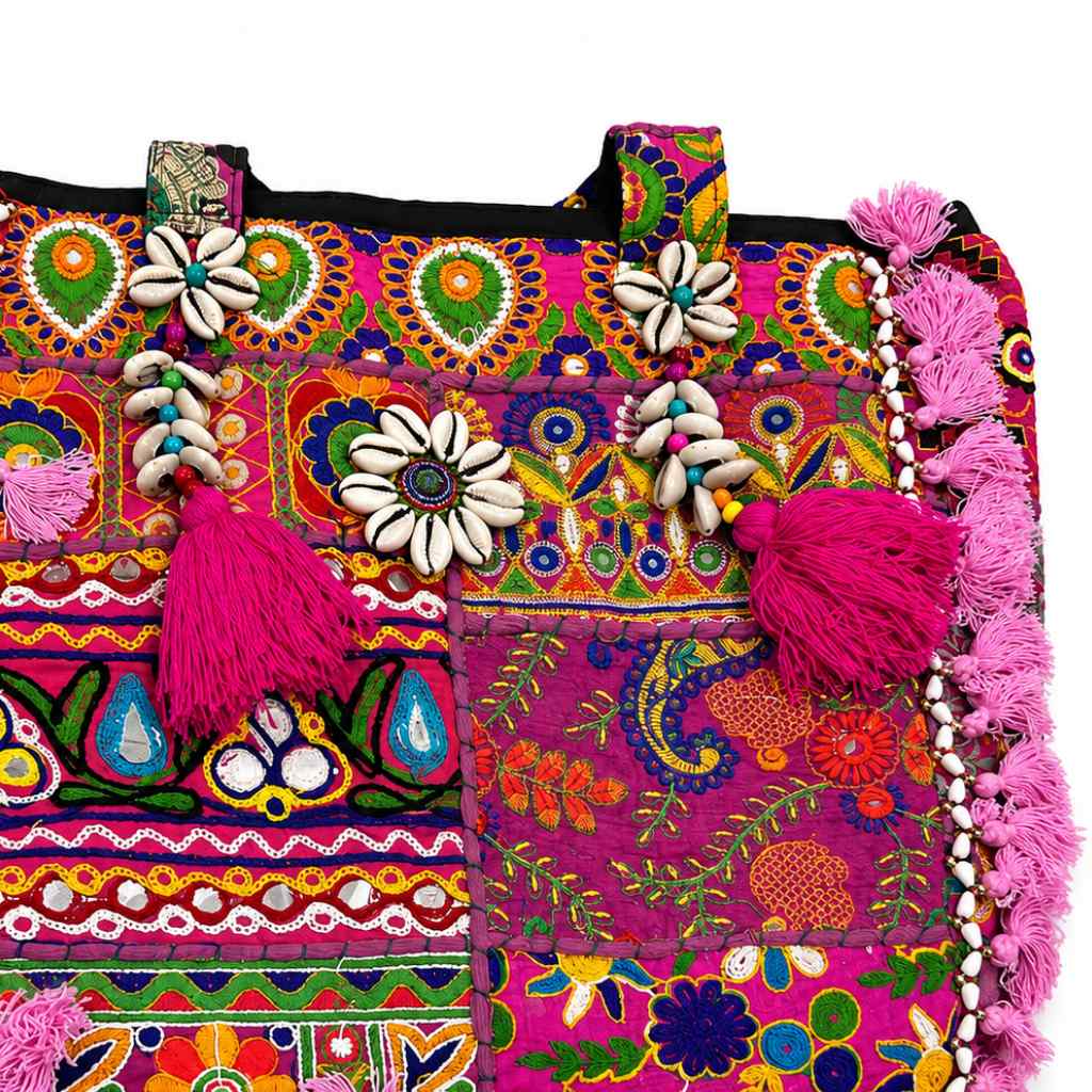 Heritage Embroidered Banjara Tote Bag with Tassels