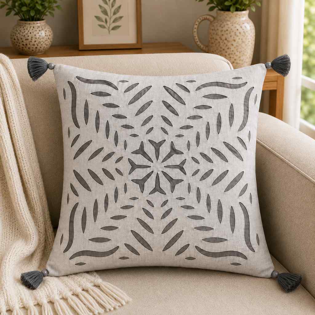 Color Hues Applique Cutwork Cushion Cover