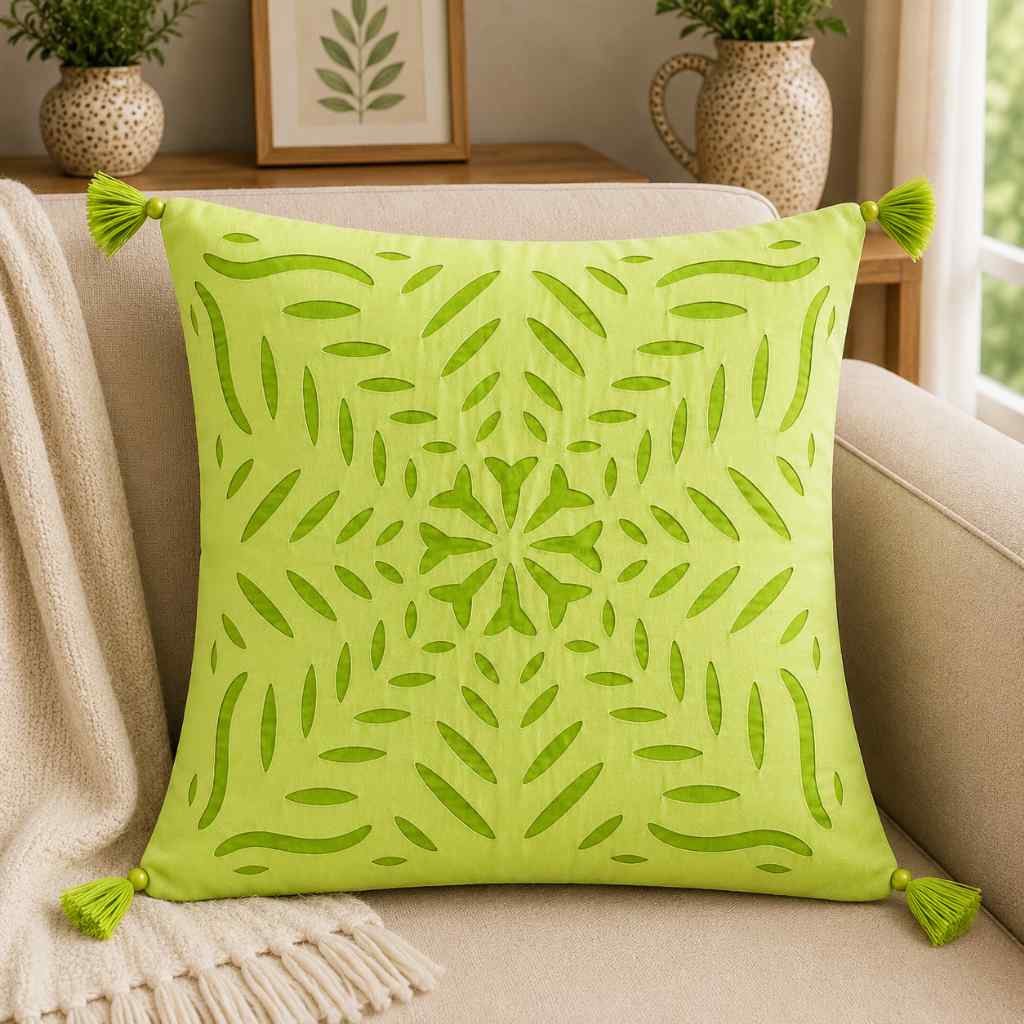 Color Hues Applique Cutwork Cushion Cover