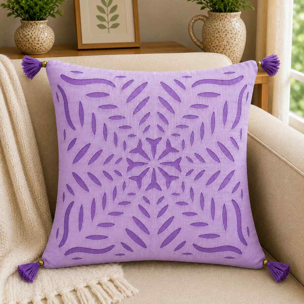 Color Hues Applique Cutwork Cushion Cover