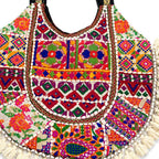 Rainbow Hues Tassel Embroidered Boho Tote Bag