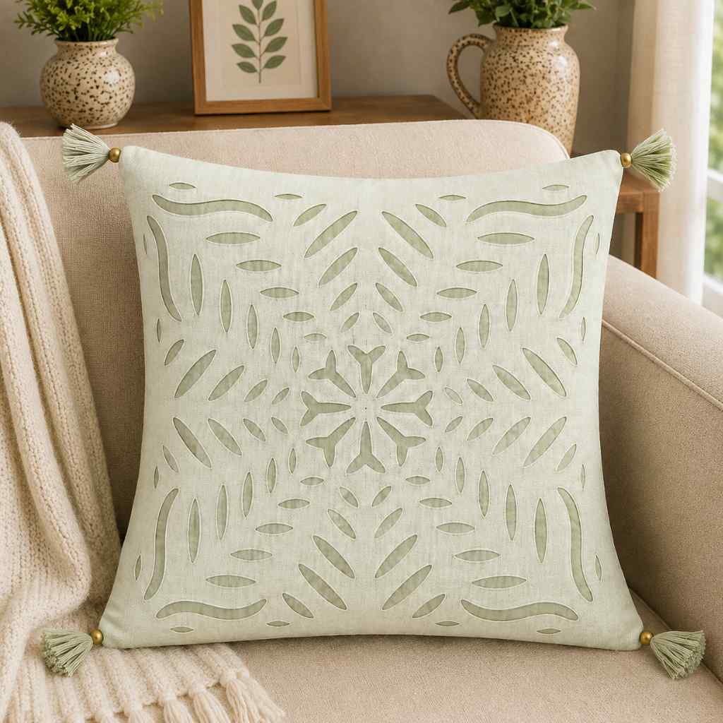 Color Hues Applique Cutwork Cushion Cover