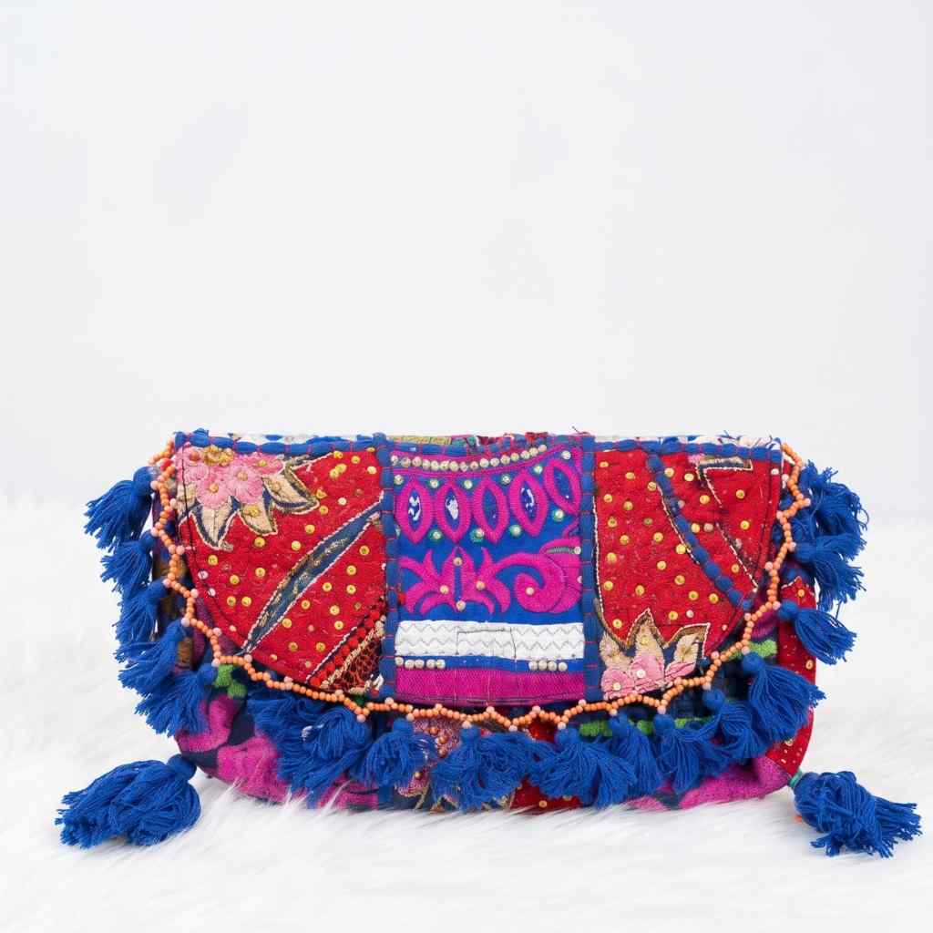 Boho Embroidered Sling Purse for Women