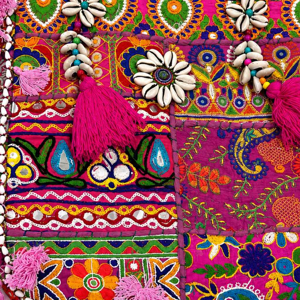 Heritage Embroidered Banjara Tote Bag with Tassels