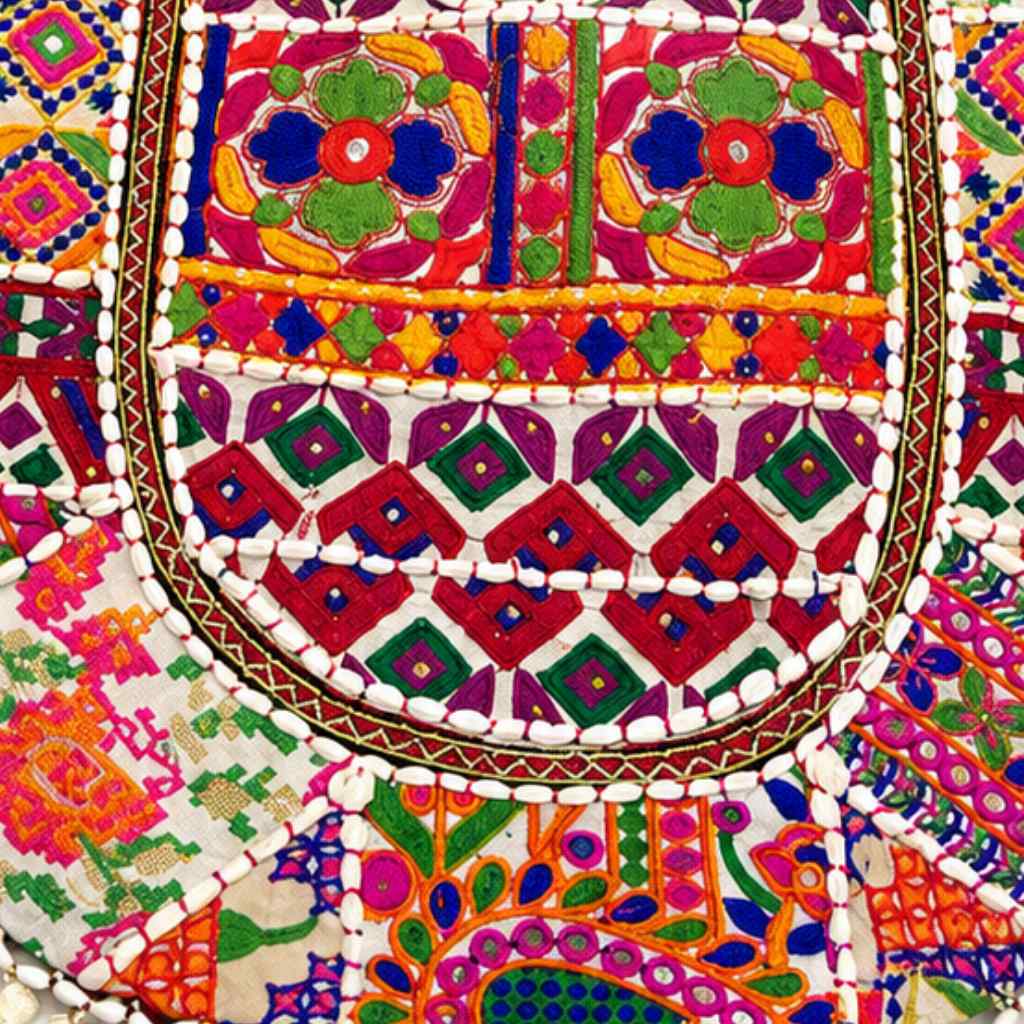Rainbow Hues Tassel Embroidered Boho Tote Bag