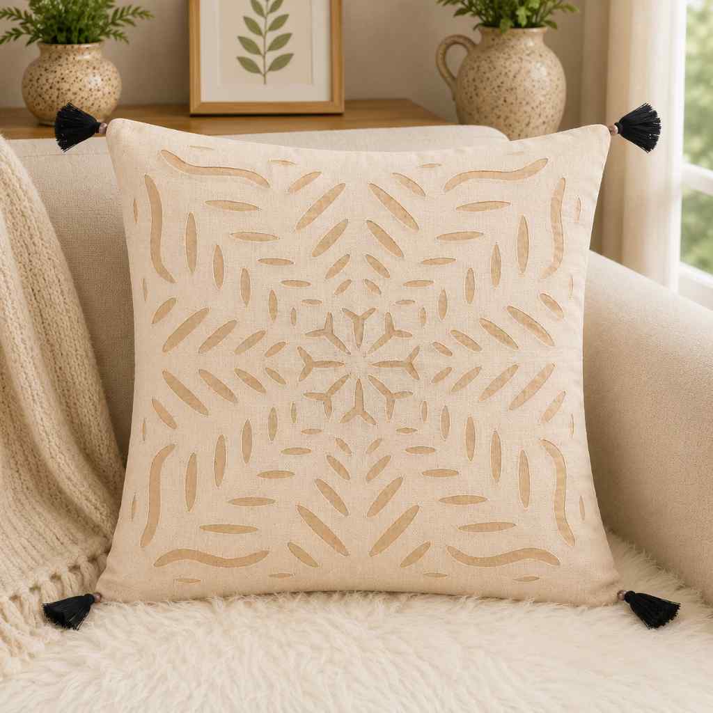 Color Hues Applique Cutwork Cushion Cover