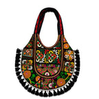 Rainbow Hues Tassel Embroidered Boho Tote Bag