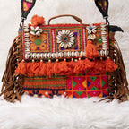 Embroidered Fringe Banjara Laptop Bag for Women