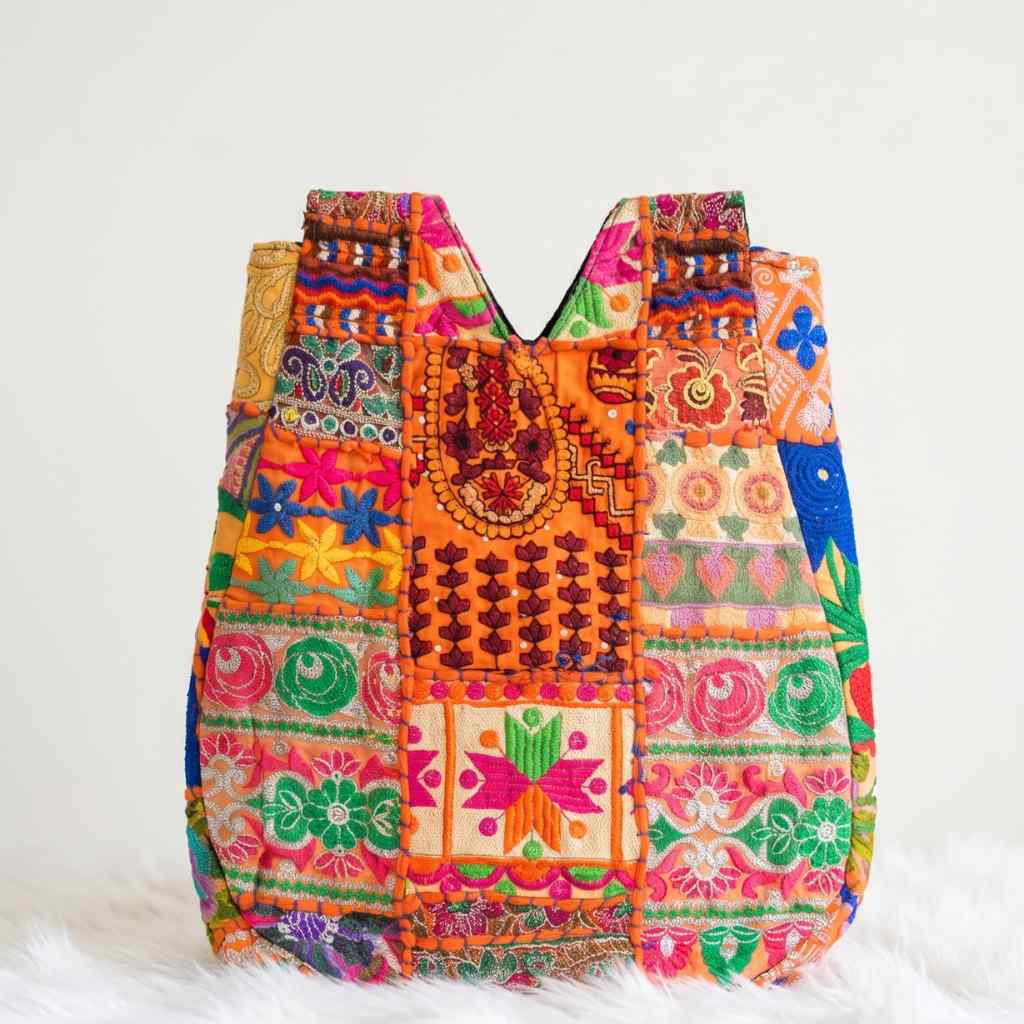 Folk Mosaic Embroidered Banjara Tote Bag for Women