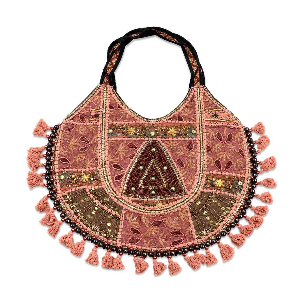 Pastel Weave Zari Embroidered Tote Bag for Women