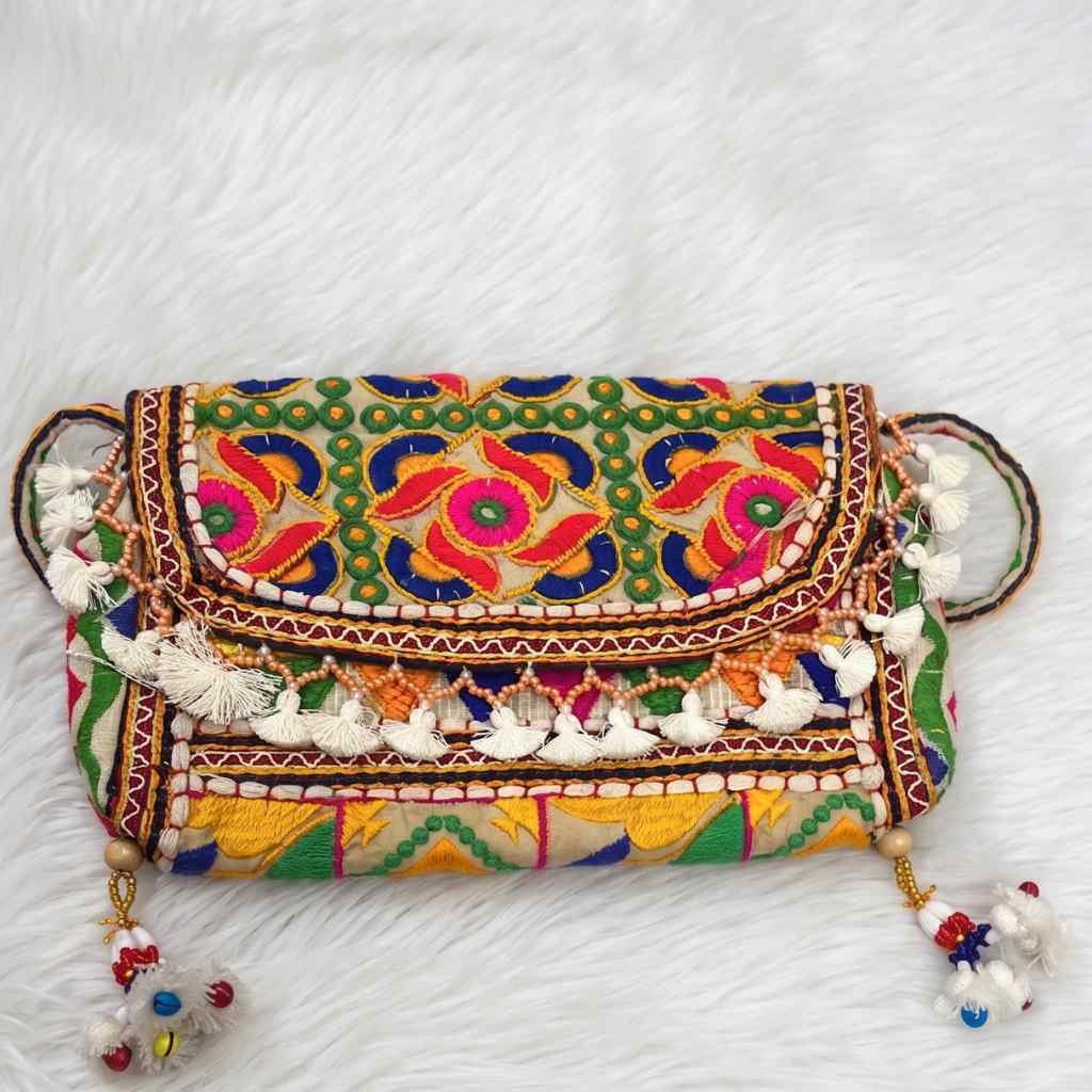 Boho Embroidered Sling Purse for Women