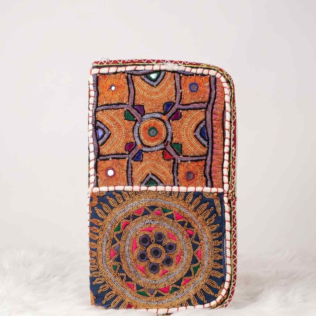 Golden Aura Zari Embroidered Purse for Women