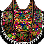 Rainbow Hues Tassel Embroidered Boho Tote Bag