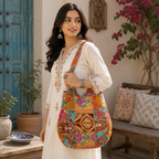 Folk Mosaic Embroidered Banjara Tote Bag for Women