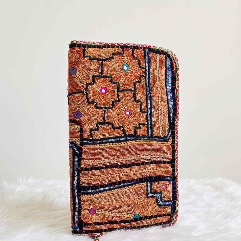 Golden Aura Zari Embroidered Purse for Women