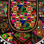 Rainbow Hues Tassel Embroidered Boho Tote Bag