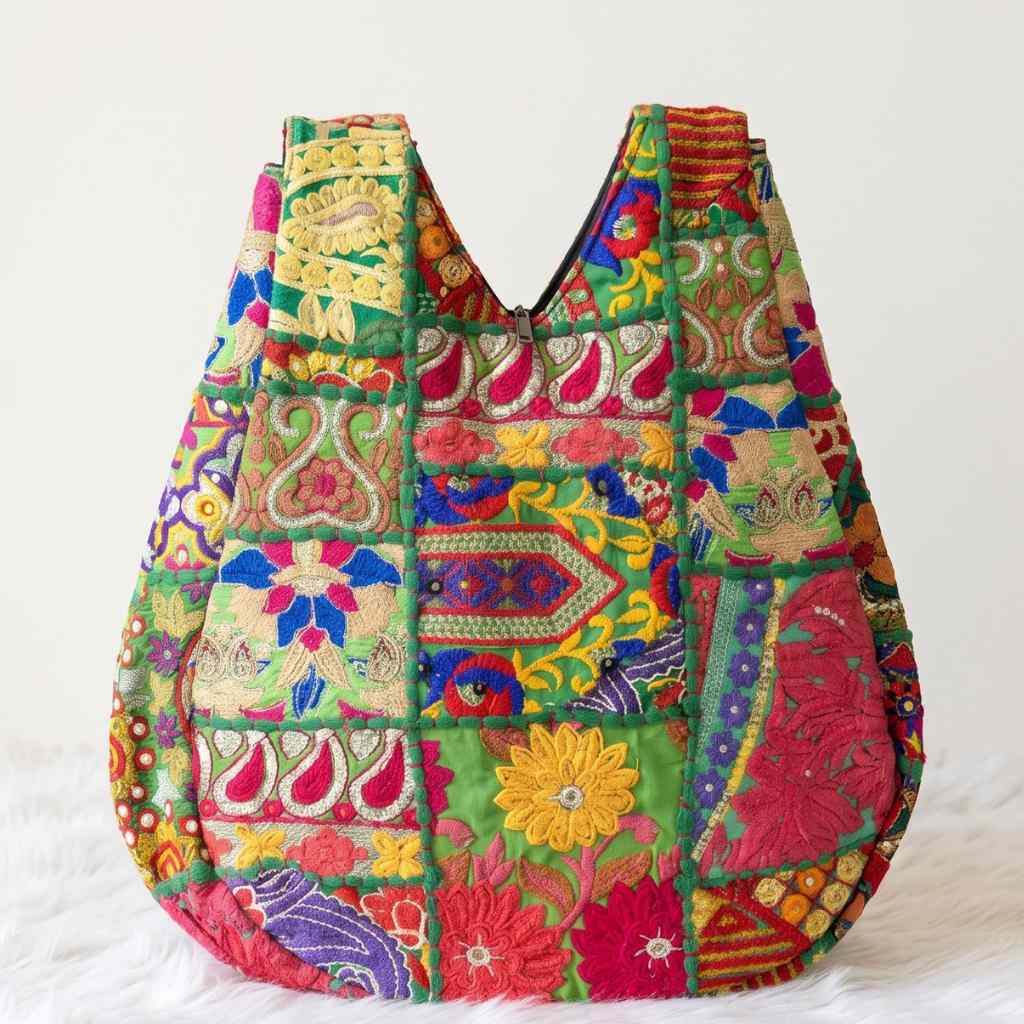Folk Mosaic Embroidered Banjara Tote Bag for Women