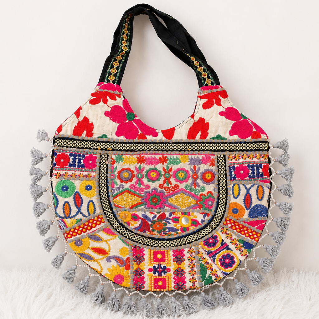 Wanderlust Tassel Embroidered  Tote Bag