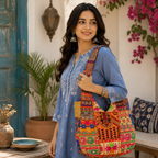 Folk Mosaic Embroidered Banjara Tote Bag for Women