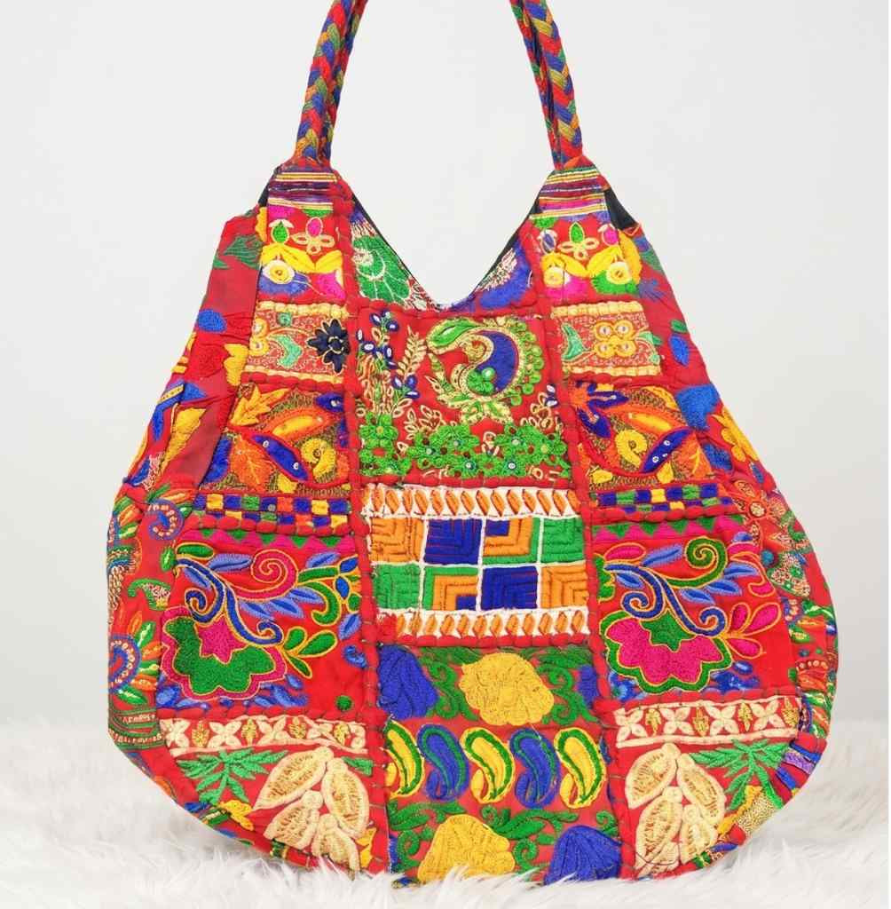 Folk Mosaic Embroidered Banjara Tote Bag for Women