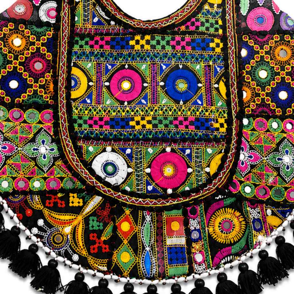 Fusion Hues Boho Tassel Embroidered Tote Bag