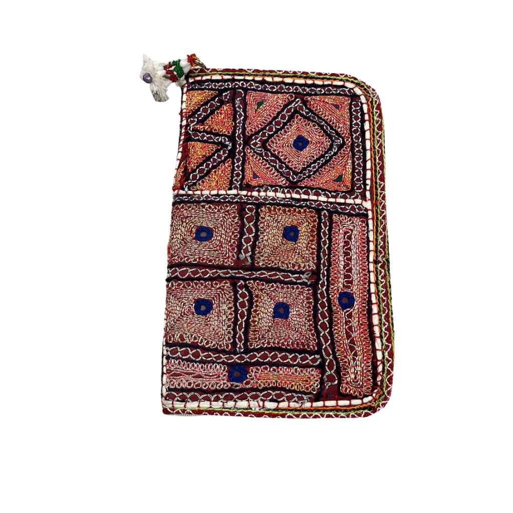 Golden Aura Zari Embroidered Purse for Women