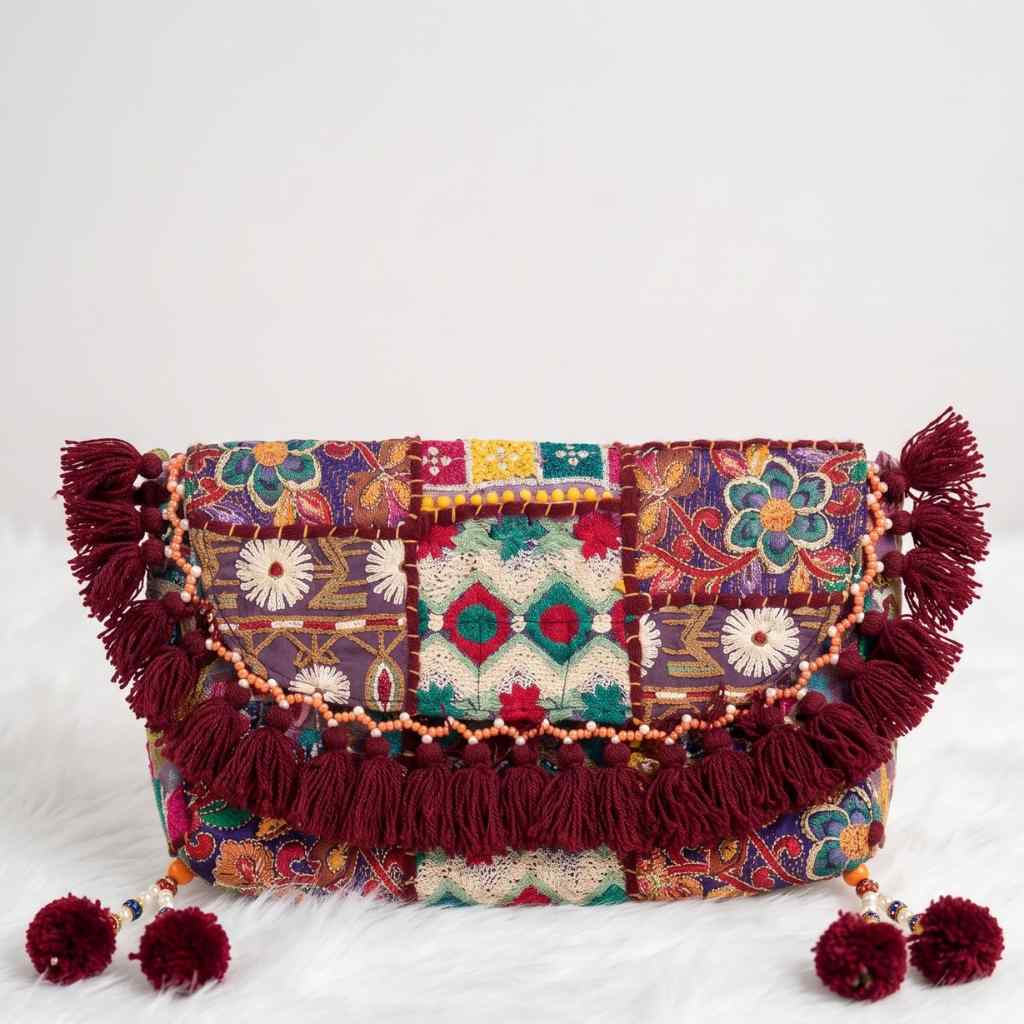 Boho Embroidered Sling Purse for Women