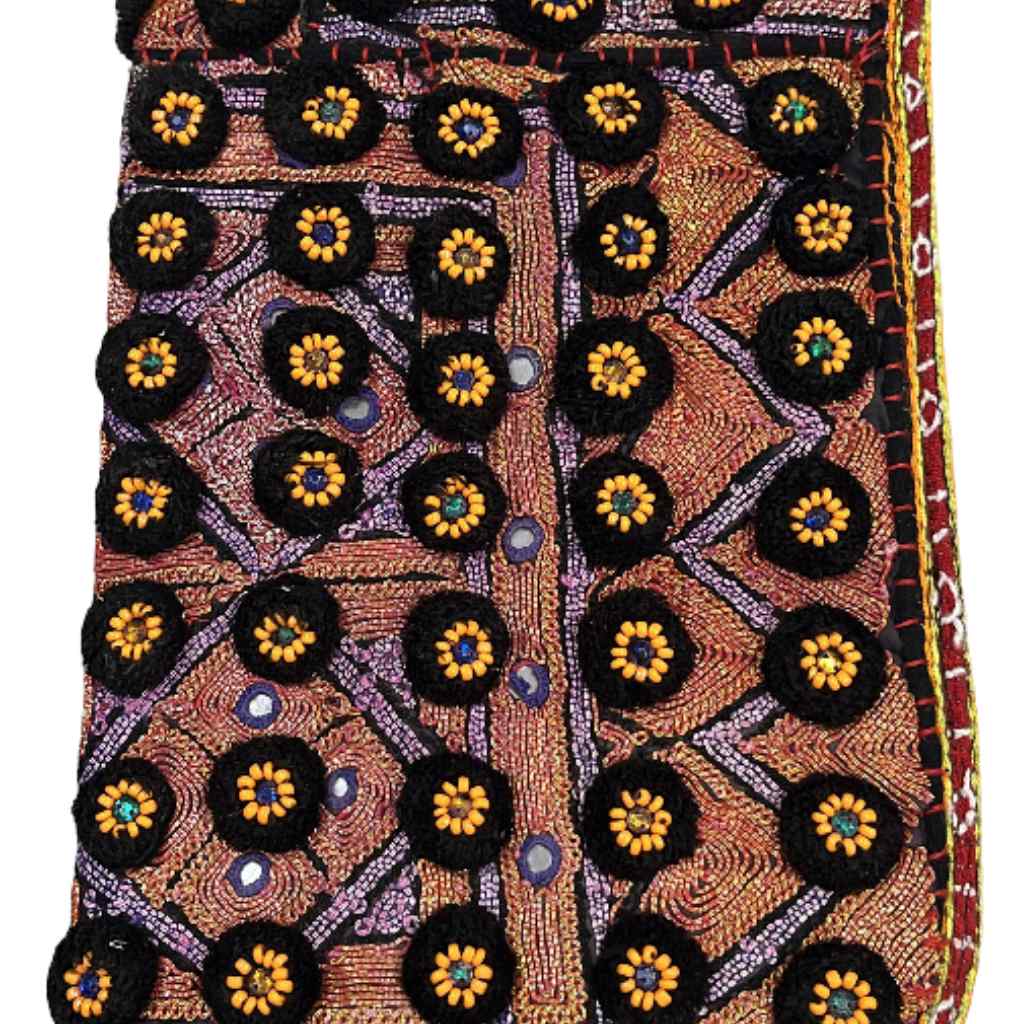Golden Aura Zari Embroidered Purse for Women