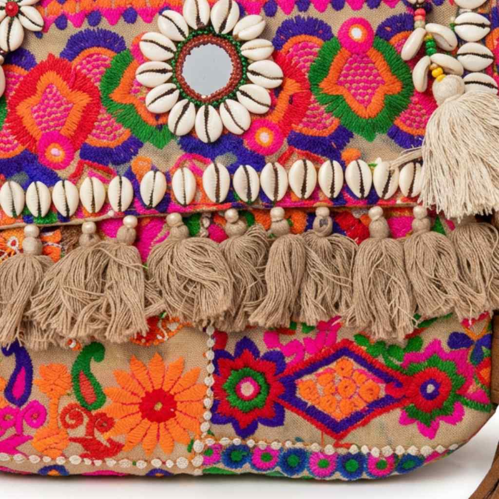 Embroidered Fringe Banjara Laptop Bag for Women