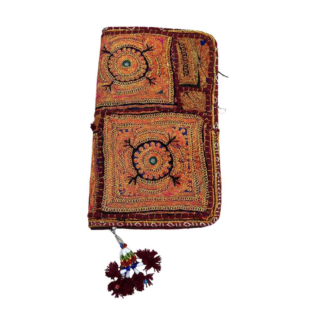 Golden Aura Zari Embroidered Purse for Women