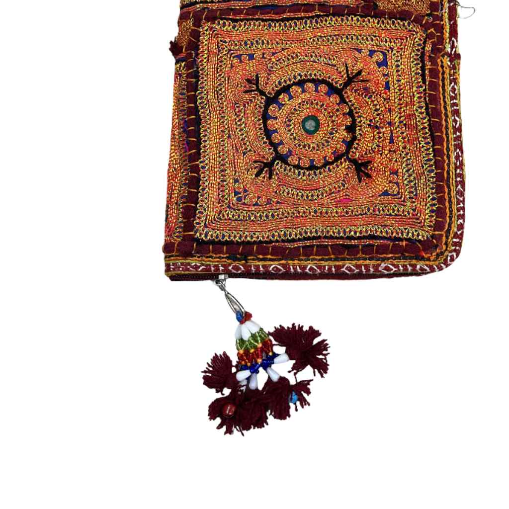 Golden Aura Zari Embroidered Purse for Women