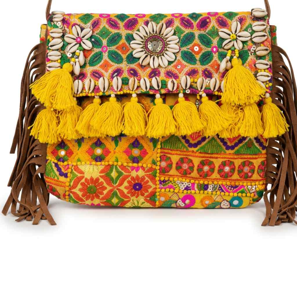 Embroidered Fringe Banjara Laptop Bag for Women
