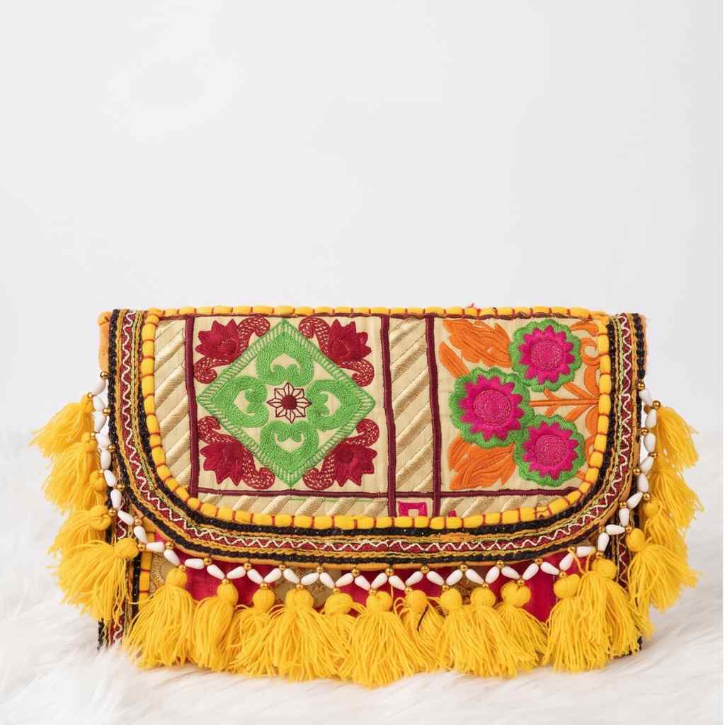 Sunlit Tassel Embroidered Sling Bag for Women