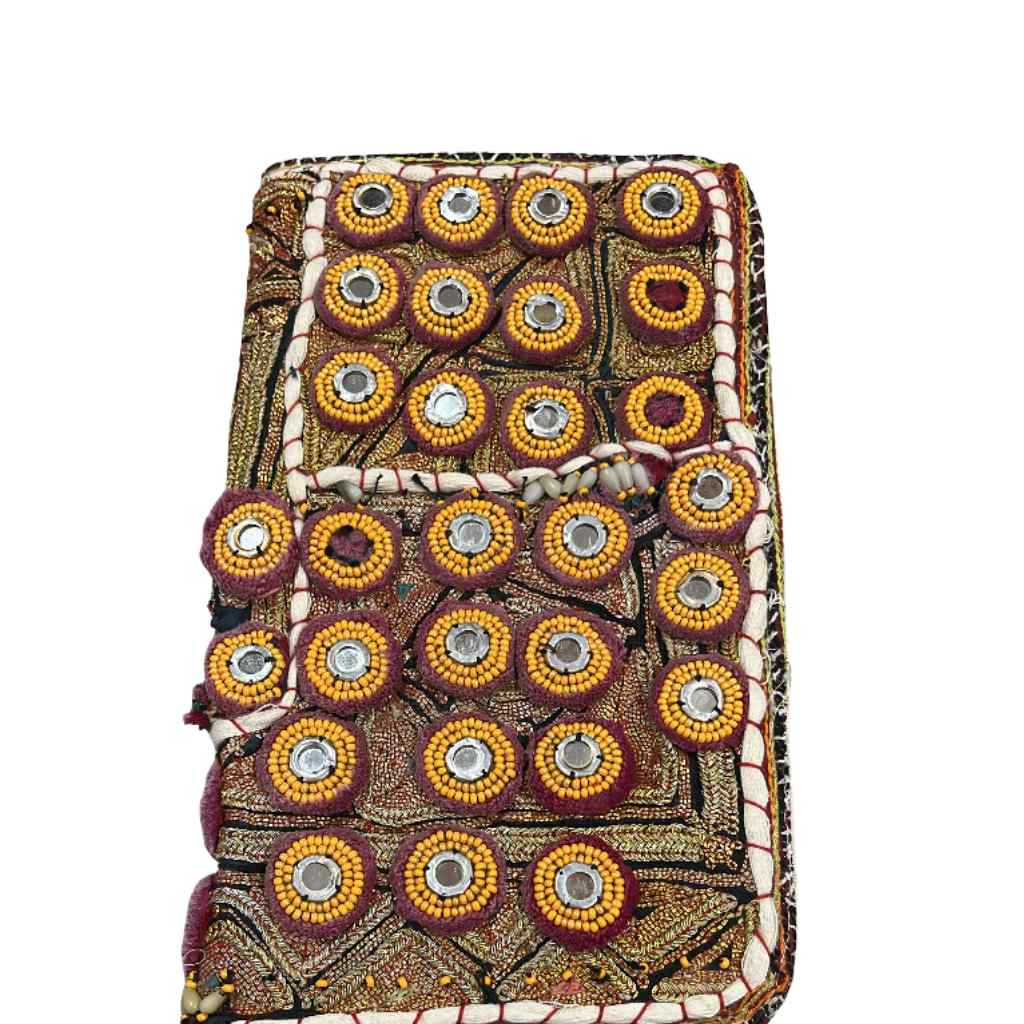 Golden Aura Zari Embroidered Purse for Women