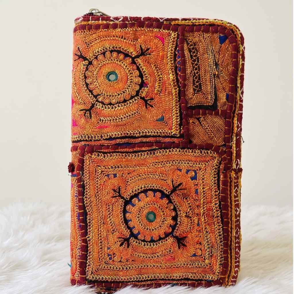 Golden Aura Zari Embroidered Purse for Women