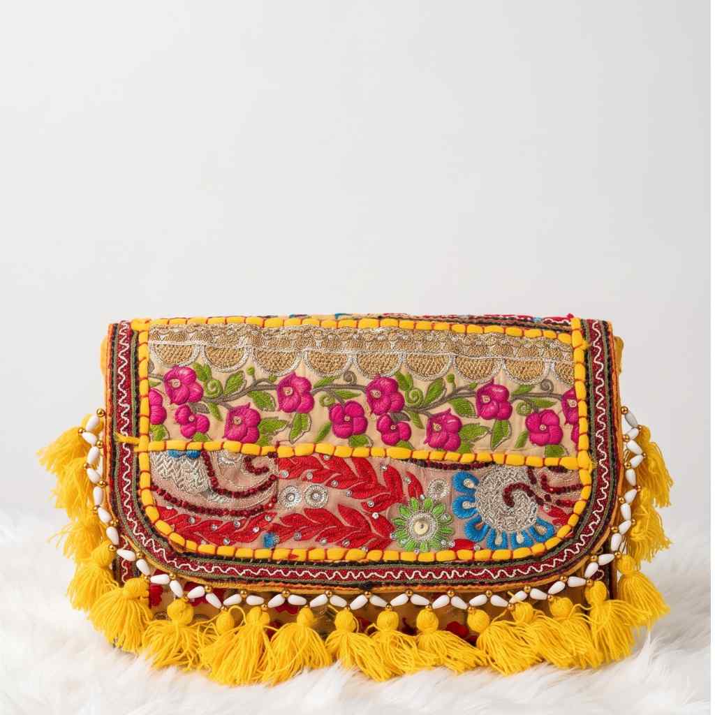 Sunlit Tassel Embroidered Sling Bag for Women
